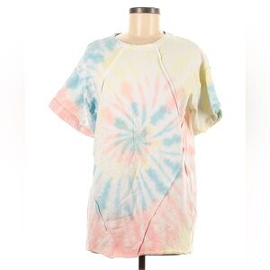 Boutique Brand Chrysanthemum Tie Dye Seam Detail Stretch Terry Shirt